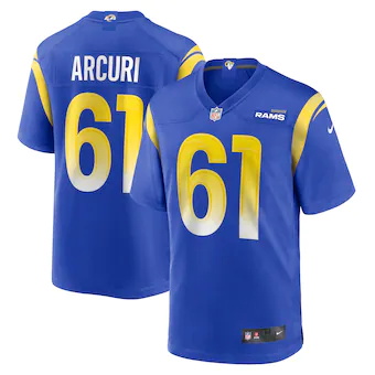 mens nike aj arcuri royal los angeles rams game player jers